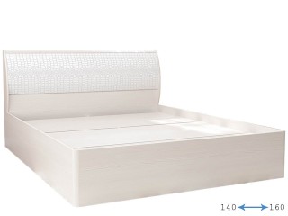 Кэт-4 Кровать арт. 001 М1 двуспальная с настилом ЛДСП, Бодега + Кайман Белый [Кэт-4]