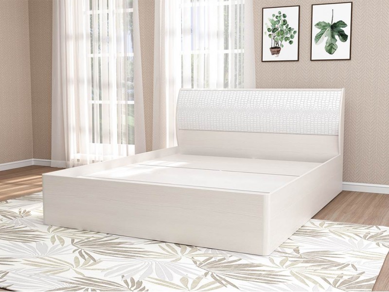 Кэт-4 Кровать арт. 001 М1 двуспальная с настилом ЛДСП, Бодега + Кайман Белый [Кэт-4]