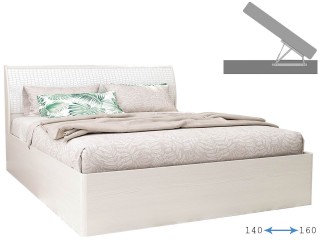 Кэт-4 Кровать арт.033_М1 двуспальная с подъёмным механизмом, Бодега + Кайман Белый [Кэт-4]