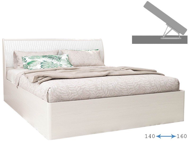 Кэт-4 Кровать арт.033_М1 двуспальная с подъёмным механизмом, Бодега + Кайман Белый [Кэт-4]