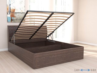 Кэт-4 Кровать арт.033_М1 двуспальная с подъёмным механизмом, Венге + Кайман тёмный [Кэт-4]