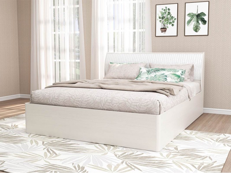 Кэт-4 Кровать арт.033_М1 двуспальная с подъёмным механизмом, Бодега + Кайман Белый [Кэт-4]