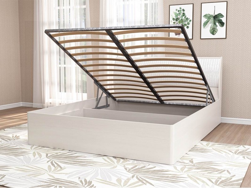 Кэт-4 Кровать арт.033_М1 двуспальная с подъёмным механизмом, Бодега + Кайман Белый [Кэт-4]