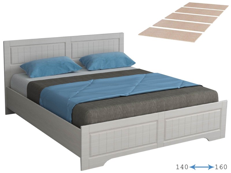 Кэт-6 Кровать арт.017 двуспальная с настилом ЛДСП [Кэт-6 Кантри]