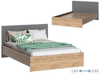 Кэт-7 Кровать арт. 017 двуспальная с настилом, Дуб крафт золотой + Графит [Кэт-7]