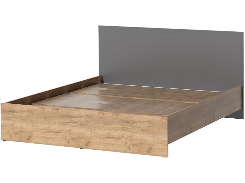 Кэт-7 Кровать арт. 017 двуспальная с настилом, Дуб крафт золотой + Графит [Кэт-7]