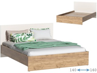 Кэт-7 Кровать арт. 017 двуспальная с настилом, Дуб крафт золотой + Миндаль [Кэт-7]