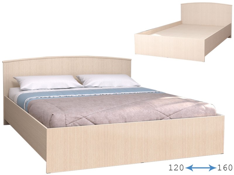 Кэт-7 Кровать арт. 032 двуспальная с низким щитком, Дуб Белфорт [Кэт-7]