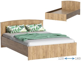 Кэт-7 Кровать арт. 032 двуспальная с низким щитком, Дуб Крафт золотой [Кэт-7]