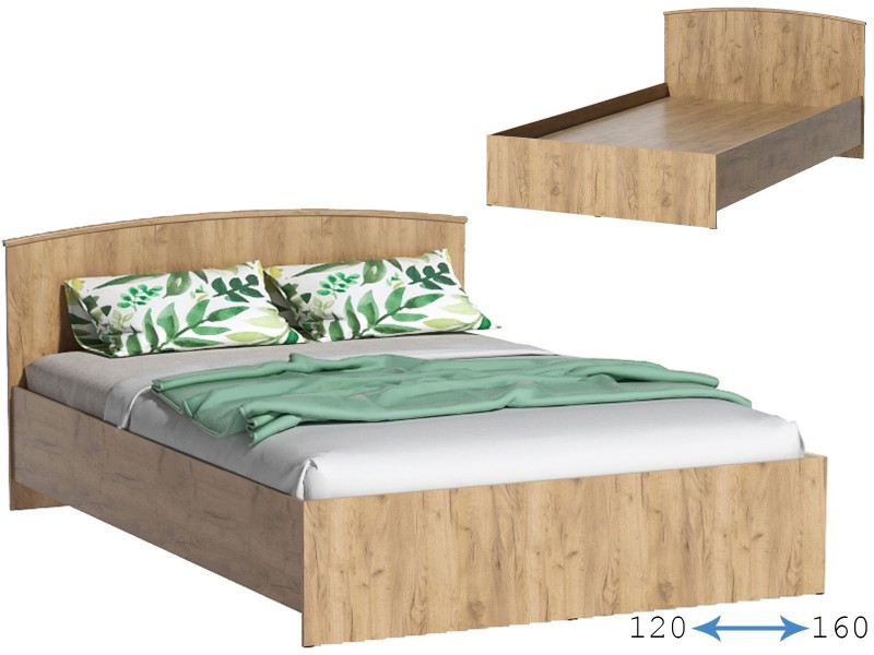 Кэт-7 Кровать арт. 032 двуспальная с низким щитком, Дуб Крафт золотой [Кэт-7]