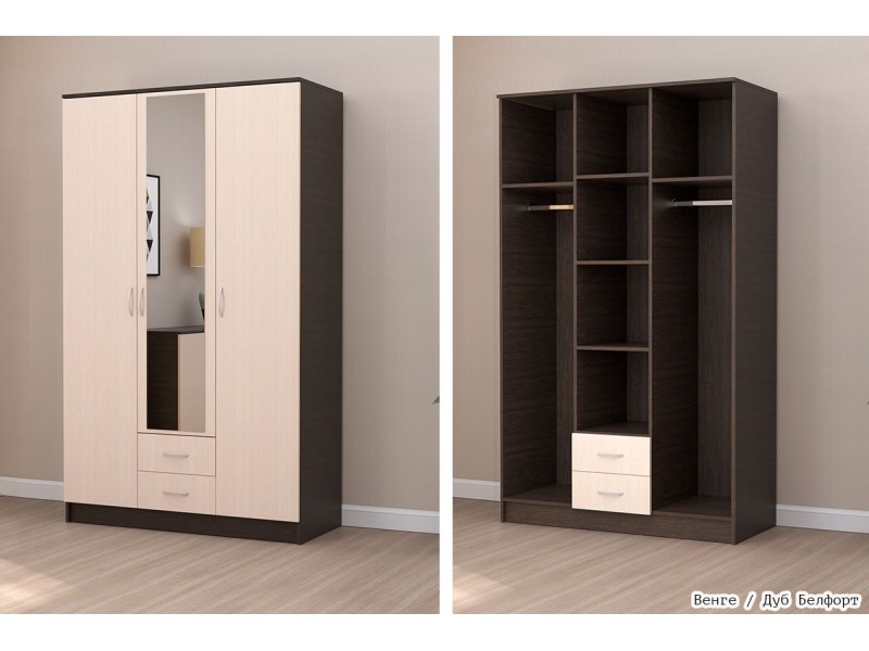 Кэт-7 Шкаф трёхстворчатый с ящиками [Кэт-7]