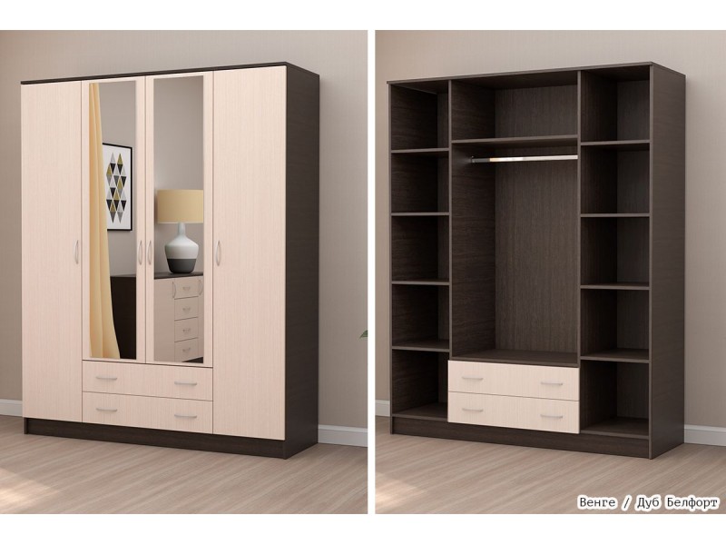 Кэт-7 Шкаф  четырёхстворчатый с ящиками [Кэт-7]