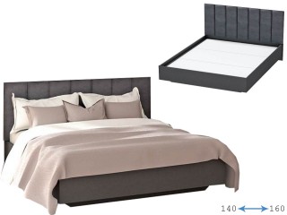 Шарм Кровать арт.031-М1 (Полосы) с настилом ЛДСП, Антрацит + Антрацит [Шарм]