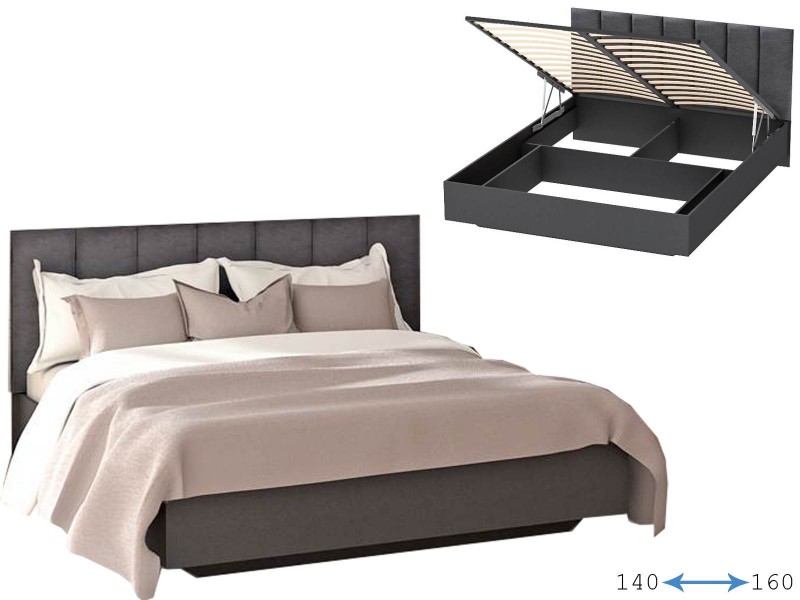 Шарм Кровать арт.031-М1 (Полосы) ПМ с подъёмным механизмом, Антрацит + Антрацит [Шарм]