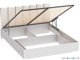 Шарм Кровать арт.031-М1 (Полосы) ПМ с подъёмным механизмом, Ясень Анкор Светлый + Sontex Milk [Шарм]