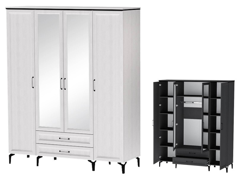 Шарм Шк-4 Шкаф четырёхстворчатый с зеркалами и ящиками [Шарм]