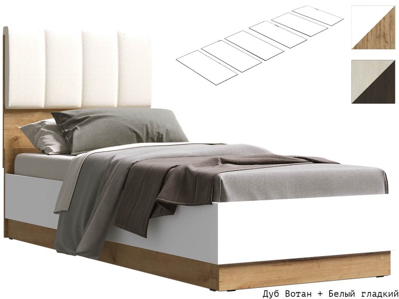 Адель Кровать с накладкой и с настилом ДСП 80х200 [Адель Эра]