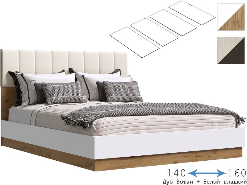 Адель Кровать двуспальная с накладкой и с настилом ДСП [Адель Эра]