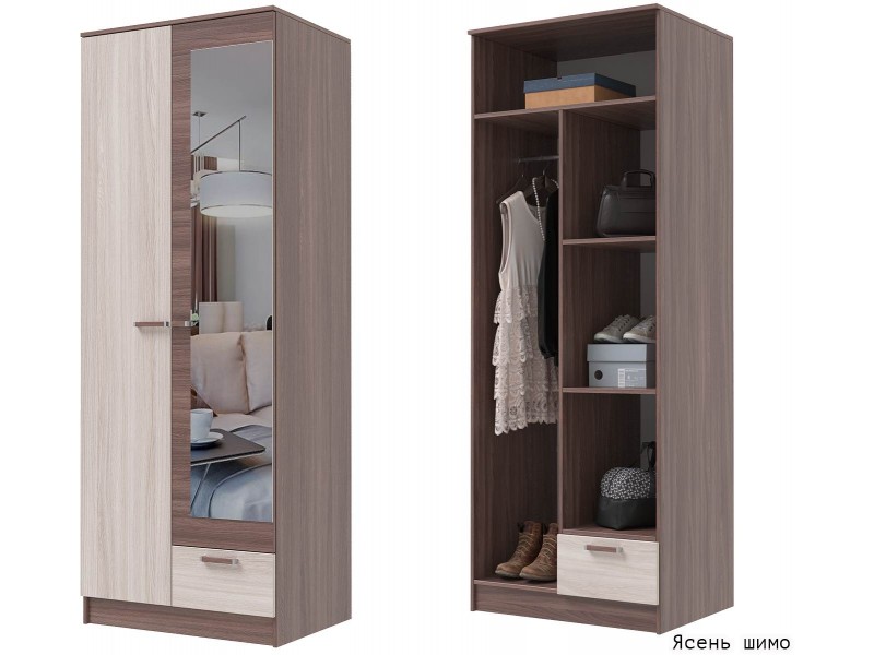 Адель Шкаф 0,8 двухстворчатый с полками [Адель Эра]