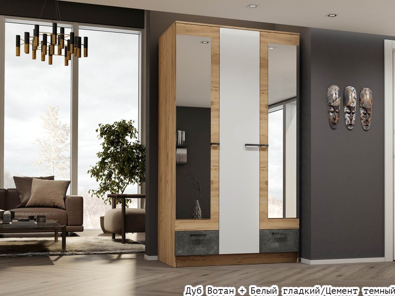 Адель Шкаф 1,2 трёхстворчатый с зеркалами [Адель Эра]