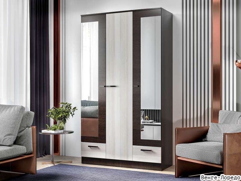 Адель Шкаф 1,2 трёхстворчатый с зеркалами [Адель Эра]