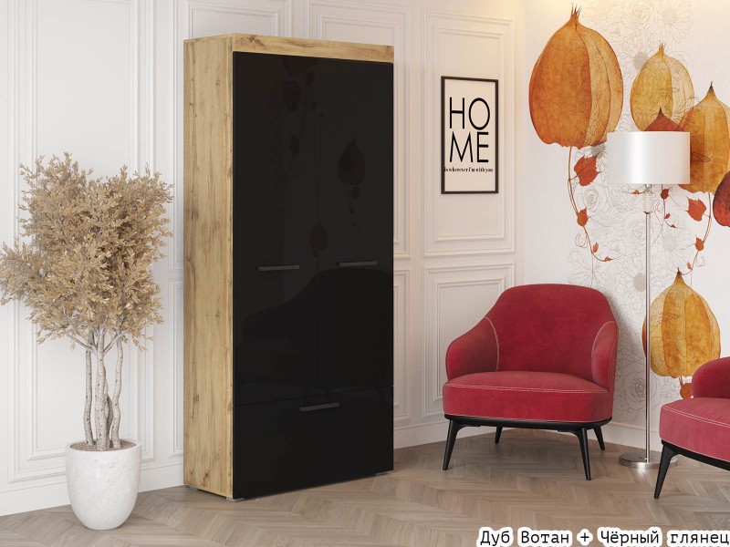 Бастон Шкаф двухстворчатый с ящиком, Глянец [Бастон глянец]