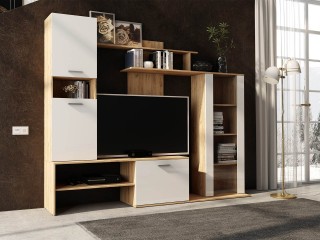 Данко Стенка для гостиной, Дуб вотан + Белый гладкий