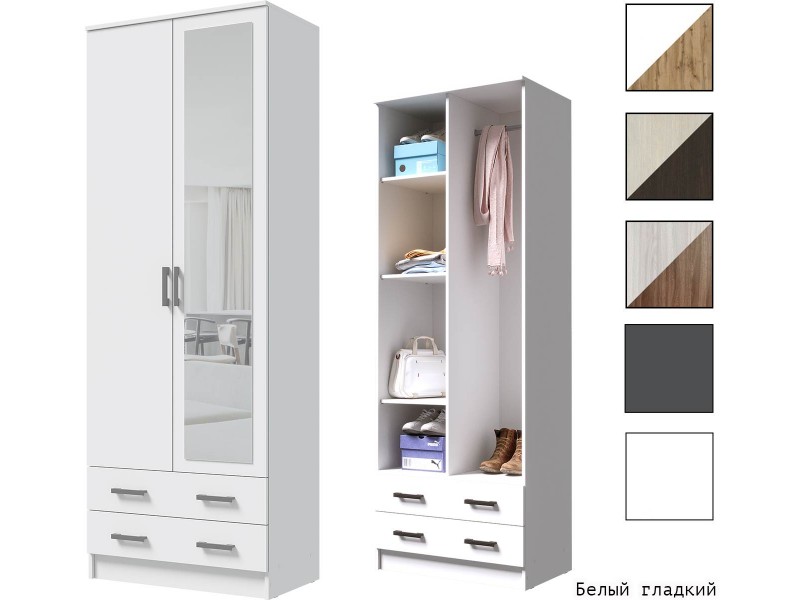 Дуэт шкаф комбинированный двухстворчатый с зеркалом [Дуэт]