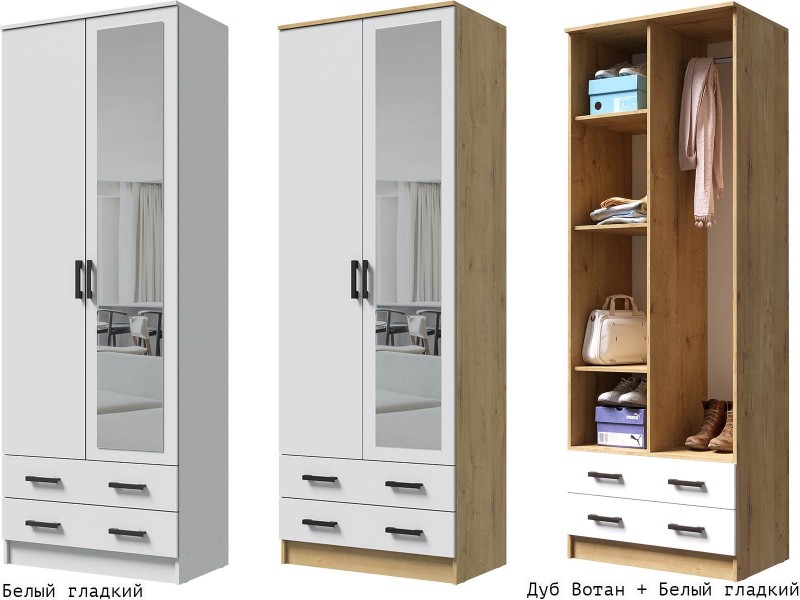 Дуэт шкаф комбинированный двухстворчатый с зеркалом [Дуэт]