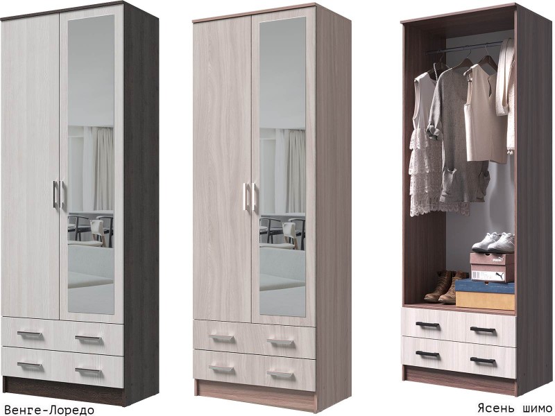 Дуэт шкаф платяной двухстворчатый с зеркалом [Дуэт]