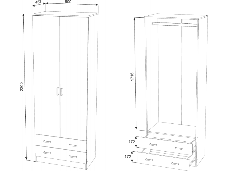 Дуэт шкаф платяной двухстворчатый [Дуэт]
