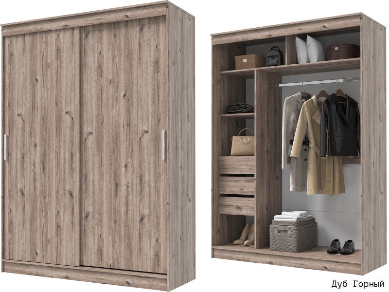 Гранд-1 Шкаф-купе 2-х дверный 1600мм, фасады ЛДСП [Шкаф-купе]
