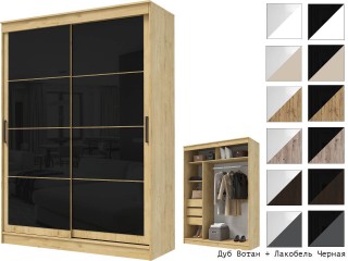 Гранд-1 Шкаф-купе 2-х дверный 1600мм, фасады Лакобель + Лакобель [Шкаф-купе]
