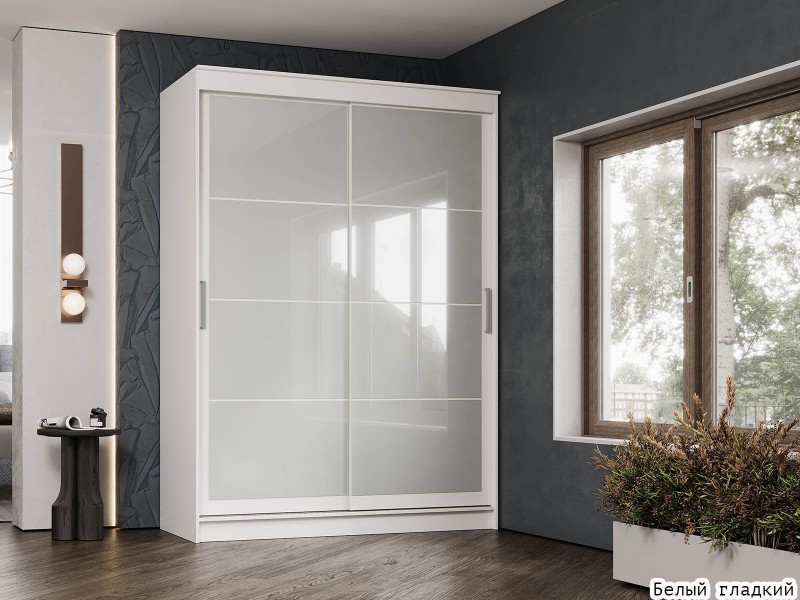 Гранд-1 Шкаф-купе 2-х дверный 1600мм, фасады Лакобель + Лакобель [Шкаф-купе]