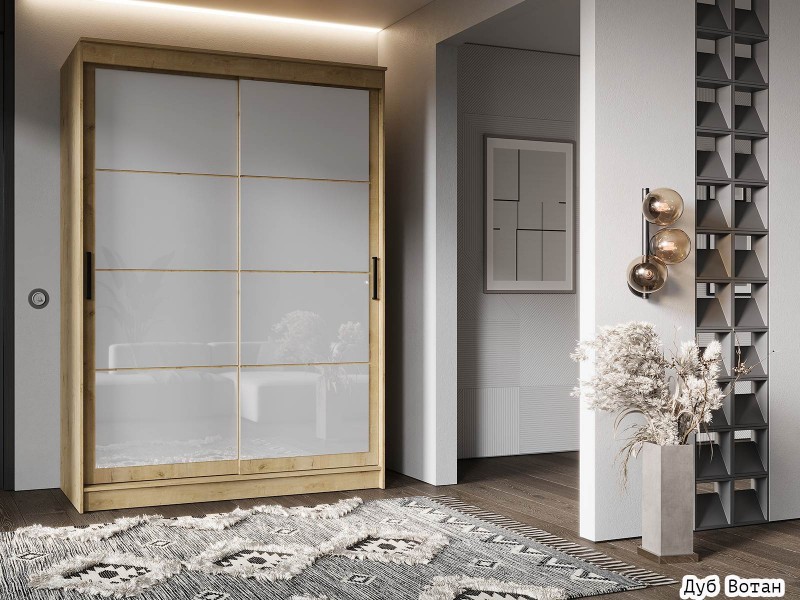 Гранд-1 Шкаф-купе 2-х дверный 1600мм, фасады Лакобель + Лакобель [Шкаф-купе]