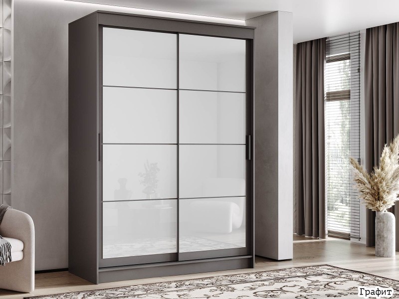 Гранд-1 Шкаф-купе 2-х дверный 1600мм, фасады Лакобель + Лакобель [Шкаф-купе]