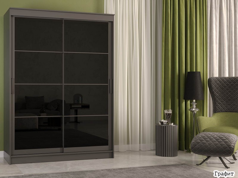 Гранд-1 Шкаф-купе 2-х дверный 1600мм, фасады Лакобель + Лакобель [Шкаф-купе]