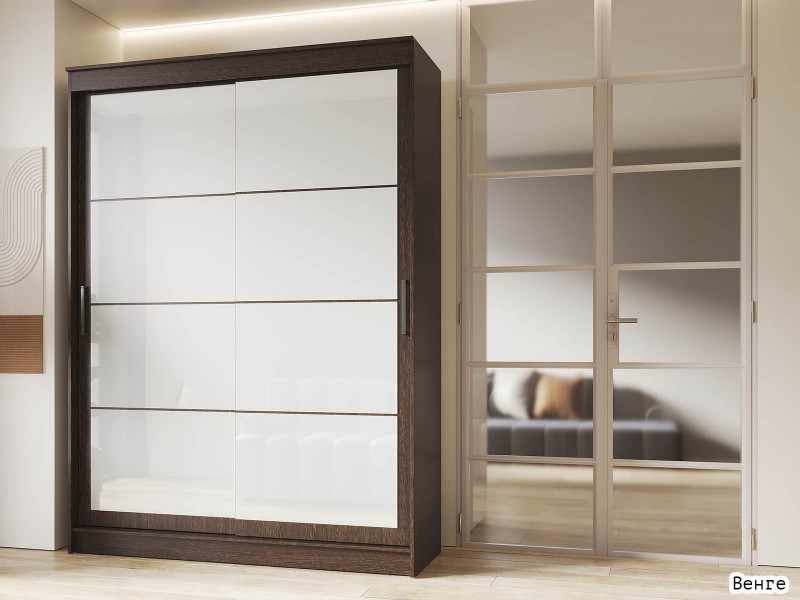 Гранд-1 Шкаф-купе 2-х дверный 1600мм, фасады Лакобель + Лакобель [Шкаф-купе]