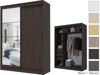 Гранд-1 Шкаф-купе 2-х дверный 1600мм, фасады Зеркало + ЛДСП [Шкаф-купе]