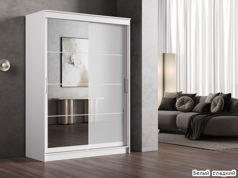 Гранд-1 Шкаф-купе 2-х дверный 1600мм, фасады Зеркало + Лакобель [Шкаф-купе]