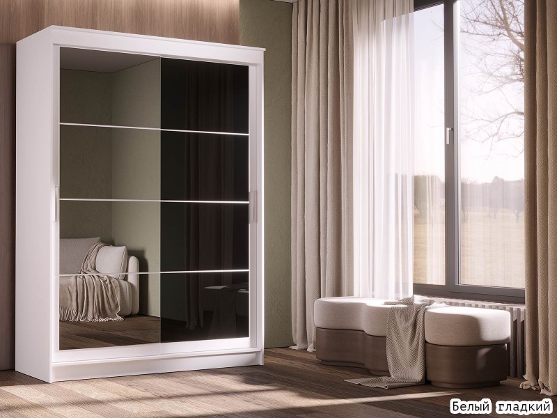 Гранд-1 Шкаф-купе 2-х дверный 1600мм, фасады Зеркало + Лакобель [Шкаф-купе]