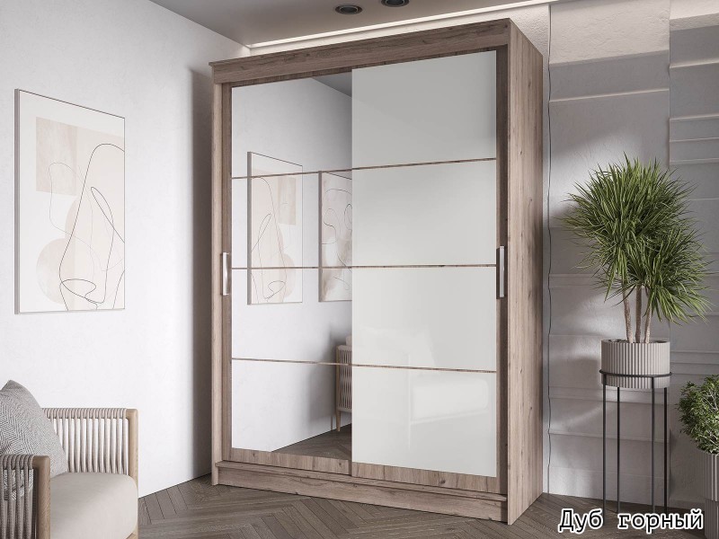 Гранд-1 Шкаф-купе 2-х дверный 1600мм, фасады Зеркало + Лакобель [Шкаф-купе]