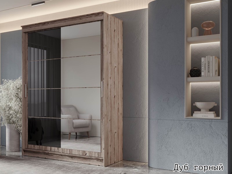 Гранд-1 Шкаф-купе 2-х дверный 1600мм, фасады Зеркало + Лакобель [Шкаф-купе]