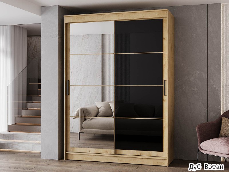 Гранд-1 Шкаф-купе 2-х дверный 1600мм, фасады Зеркало + Лакобель [Шкаф-купе]