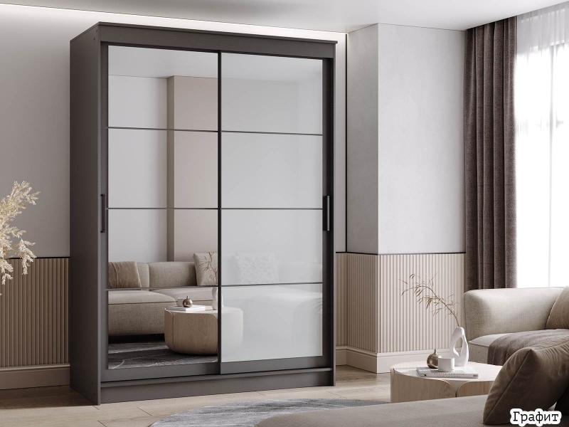 Гранд-1 Шкаф-купе 2-х дверный 1600мм, фасады Зеркало + Лакобель [Шкаф-купе]