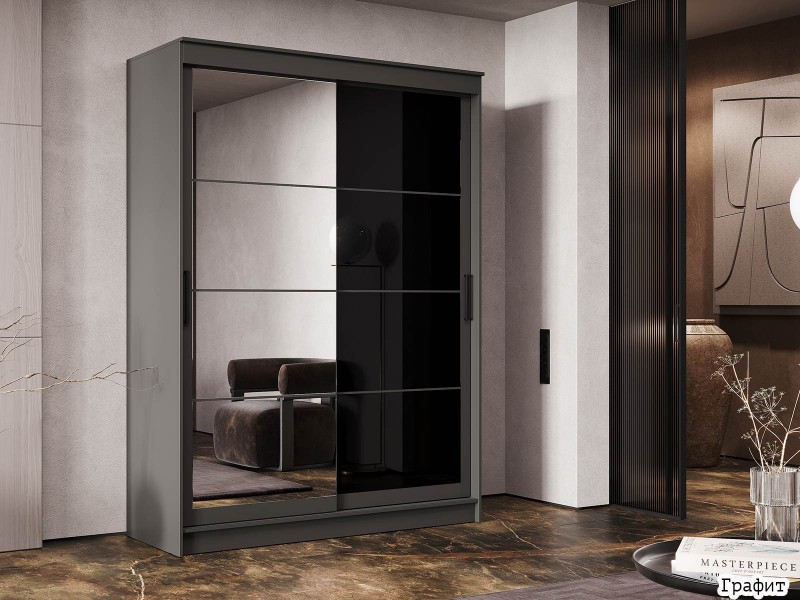 Гранд-1 Шкаф-купе 2-х дверный 1600мм, фасады Зеркало + Лакобель [Шкаф-купе]