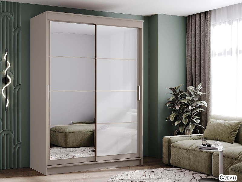 Гранд-1 Шкаф-купе 2-х дверный 1600мм, фасады Зеркало + Лакобель [Шкаф-купе]