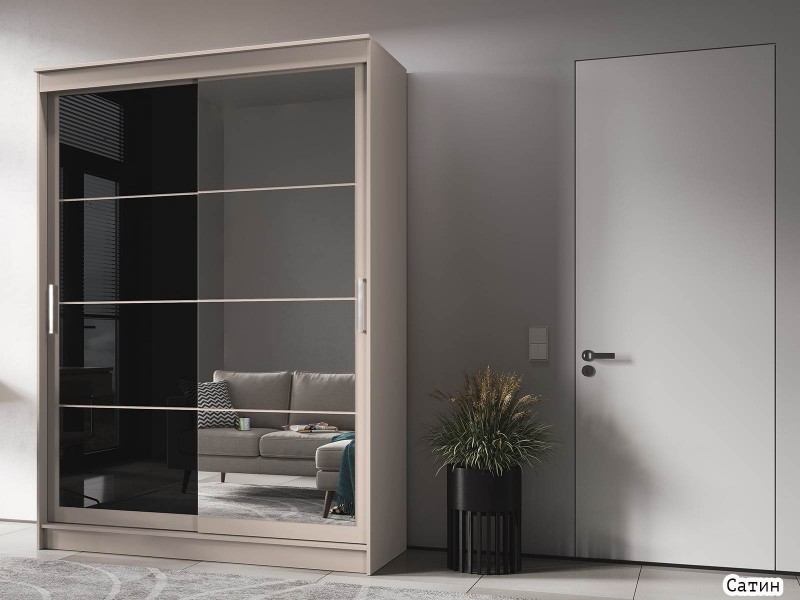 Гранд-1 Шкаф-купе 2-х дверный 1600мм, фасады Зеркало + Лакобель [Шкаф-купе]