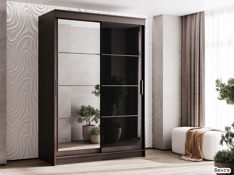 Гранд-1 Шкаф-купе 2-х дверный 1600мм, фасады Зеркало + Лакобель [Шкаф-купе]