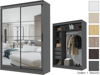 Гранд-1 Шкаф-купе 2-х дверный 1600мм, фасады Зеркало + Зеркало [Шкаф-купе]